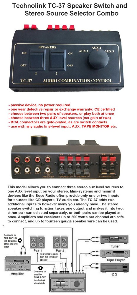 TEC TC-37 3/2  Source & Speaker  Switch; Get Connected!