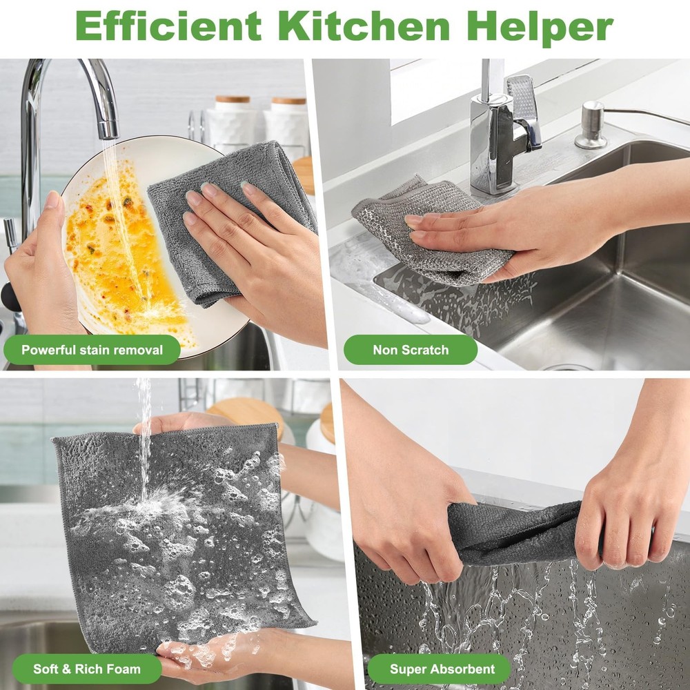 10 Counts Multipurpose Wire Dishwashing Rag,Non Scratch Wire Dishcloth,Microf...