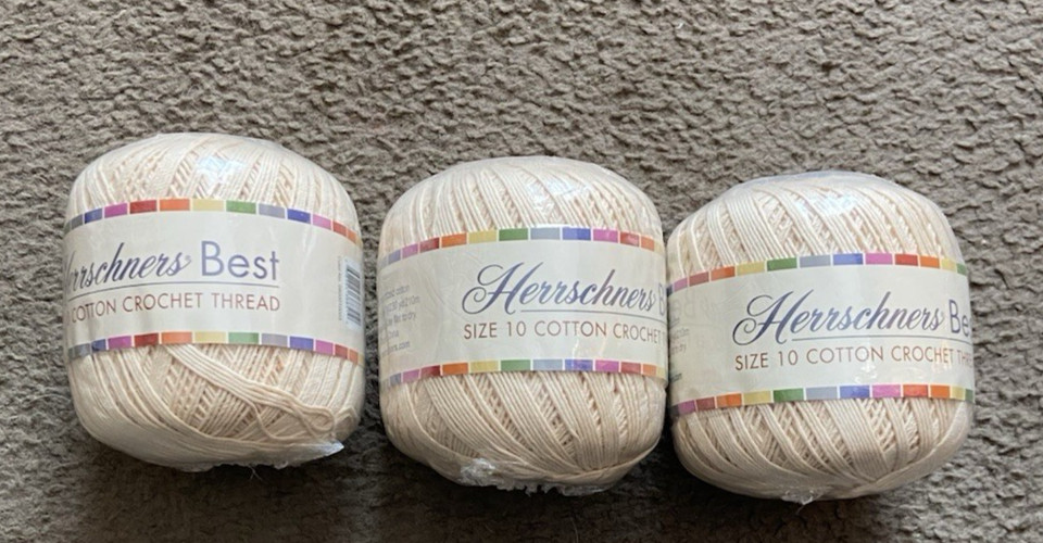 (3) HERRSCHNERS BEST SIZE 10 COTTON (WHEAT) CROCHET THREAD