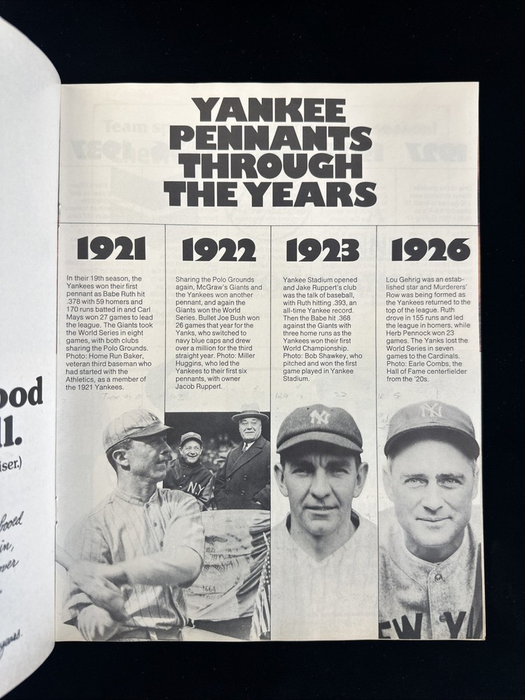 1976 World Series Program Game 3 Reds @ Yankees w/ Yankees Insert - Scored - EX