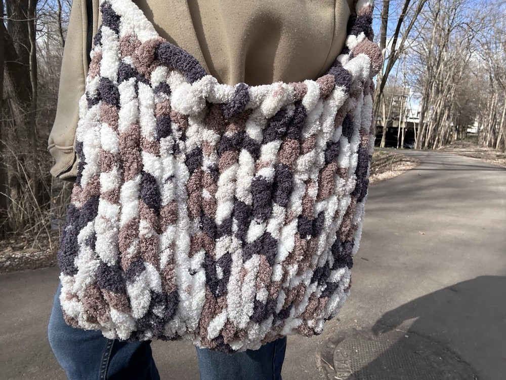 Hand Knit Crochet Tote Bag