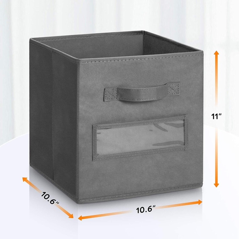 11" Storage Baskets for Shelves - 10 Pack, Gray