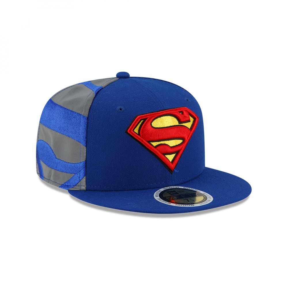 DC Comics Superman Side Panel Logo New Era 59Fifty Fitted Flat Bill Hat Multi-c