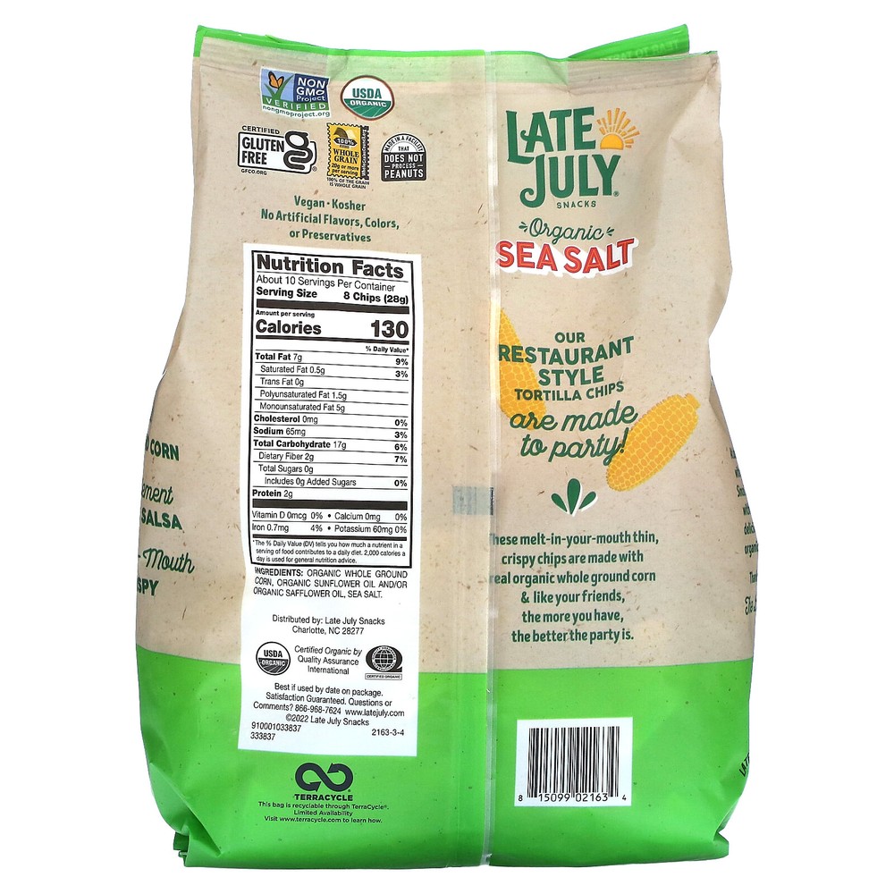 Organic Tortilla Chips, Thin & Crispy, Sea Salt, 10.1 oz (286 g)