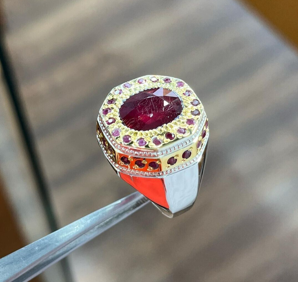 Natural Kabul Afghani Ruby Stone Ring Small Ruby Stones Around Big Ruby Ring