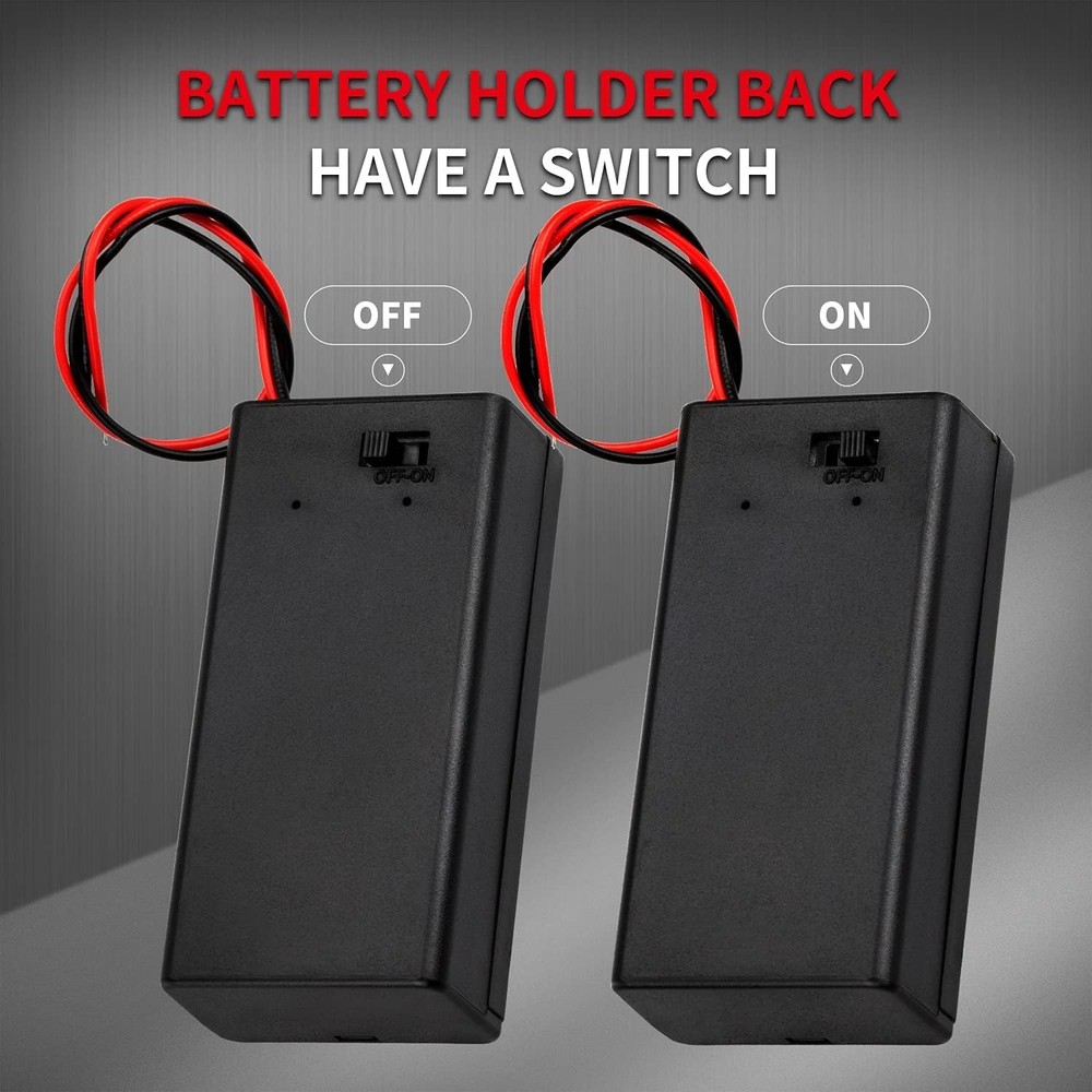3-Pack 9V Battery Holder with ON/OFF Switch for Easy Electronics Projects