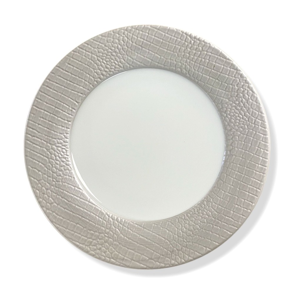 Neiman Marcus Silver White 10-Piece Metallic Crocodile Dinnerware Set