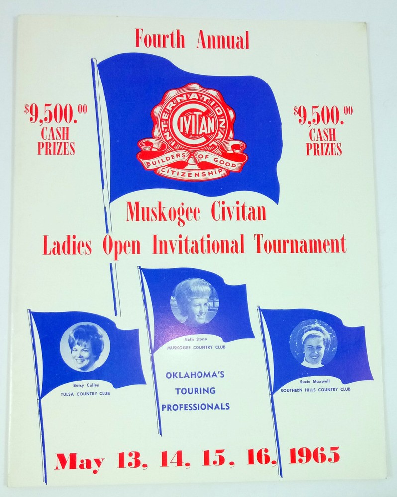 1965 Muskogee Civitan Ladies Open Golf Tournament Program Mickey Wright Stone