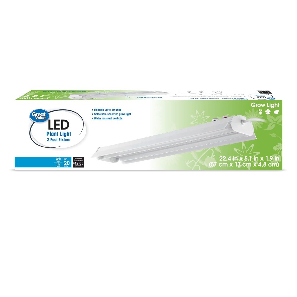 Great Value 2ft Selectable Spectrum LED Grow Light, 20W, Linkable