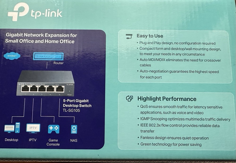 TP-Link 5 Port Gigabit Desktop Switch TL-SG105