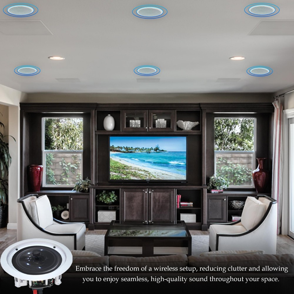 Sound System Kit Bluetooth 7.2 CH 1500W 6 x 8in Ceiling Speakers Technical Pro