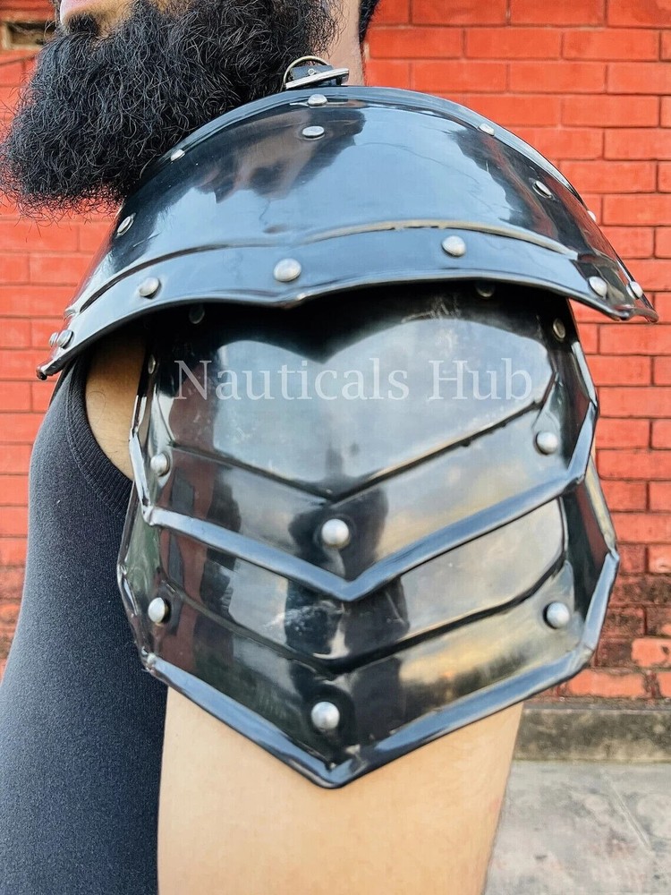 Medieval gorget shoulder set Larp armor orbweaver gorget set Medieval gorget