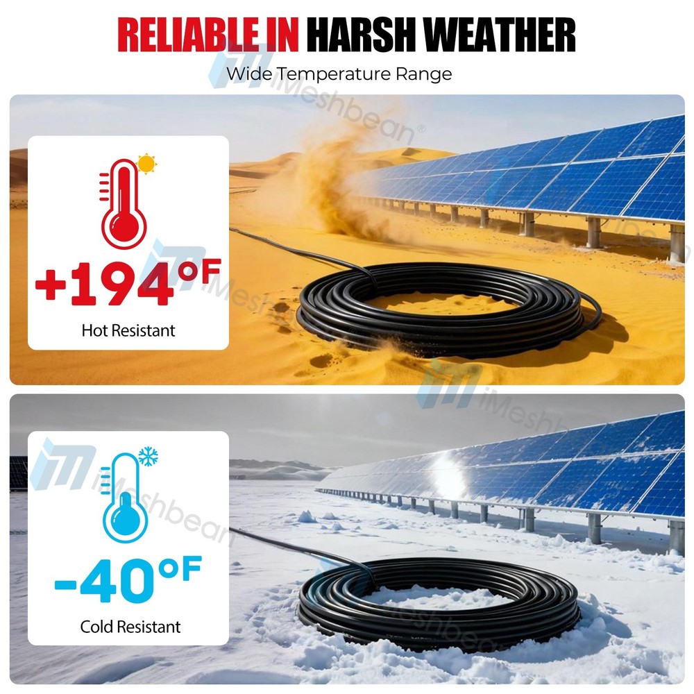 100ft Solar Panel Extension Cable 10AWG 6mm² Tinned Copper PV Cable Solar Wire