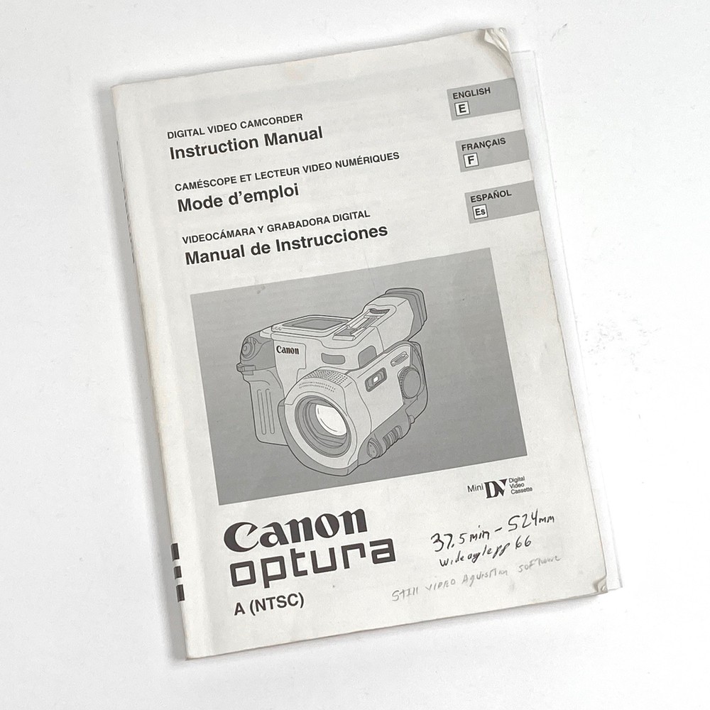 Canon Otura Video Camera Owners Manual