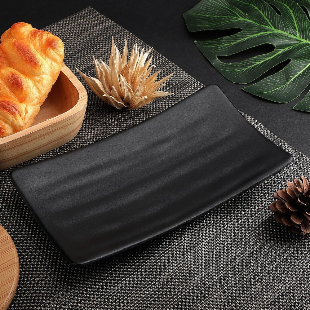 Dinnerware Rectangle Shaped Sushi Serving Dish Plate Black