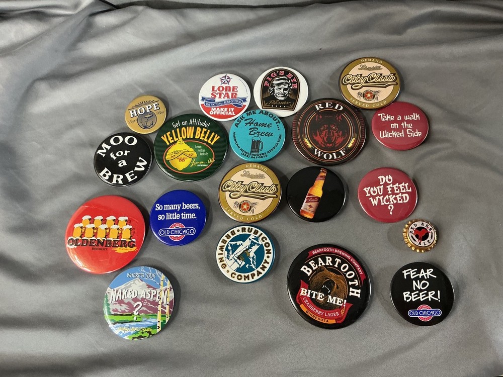 Beer Brewery Pin Back Button Collection 19 Pieces