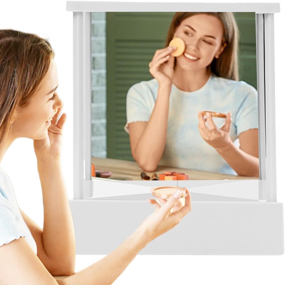 Non-Reversing Mirror with Real Image Reflection - Beveled Standing Cosmetic I...