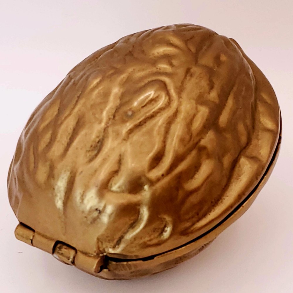 Vintage Heavy Solid Brass Walnut Shaped Nutcracker