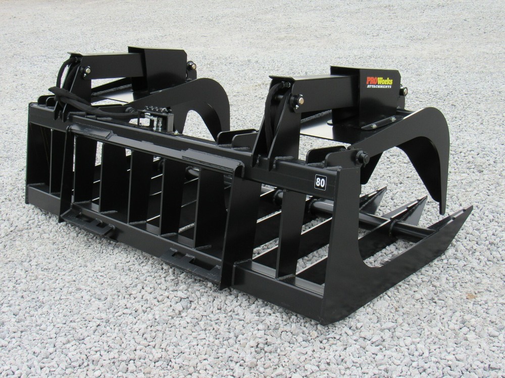 80" Heavy Duty Root Rake Grapple Bucket Attachment Fits Skid Steer Loader