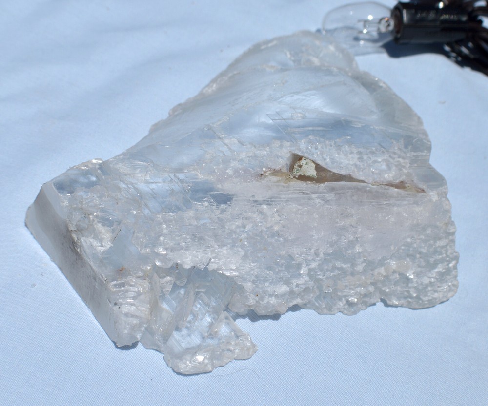 #11,578 Large Clear Selenite in Lighted Stand