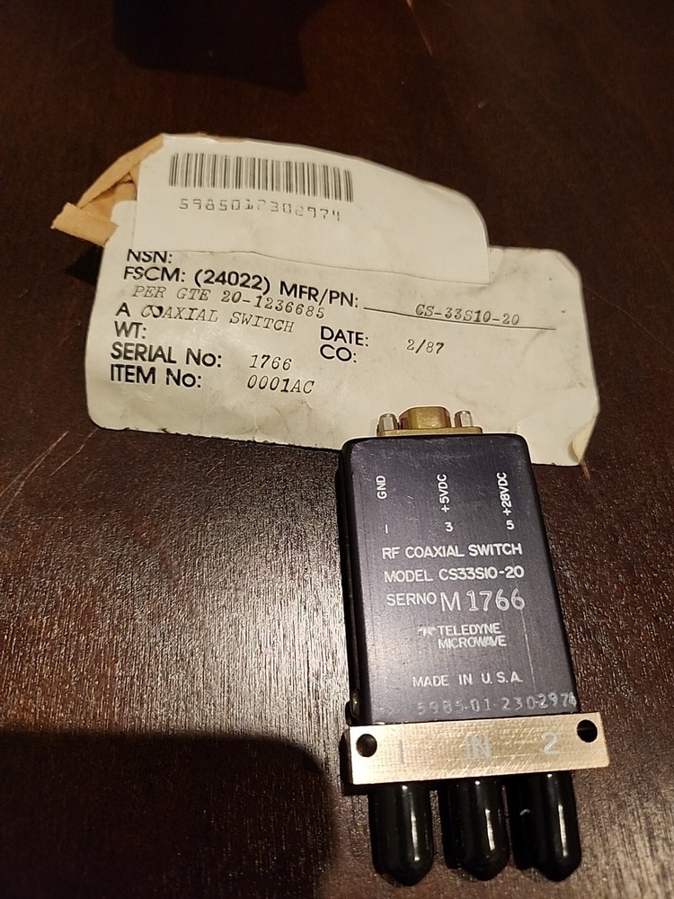 TELEDYNE TECHNOLOGIES P/N CS33S10-20, RF SWITCH, NOS.
