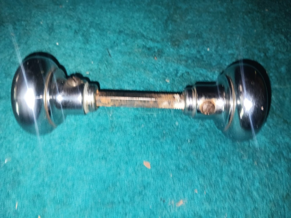 Vintage 2" round Chrome Passage Door Knobs Adjustable 4" Shaft
