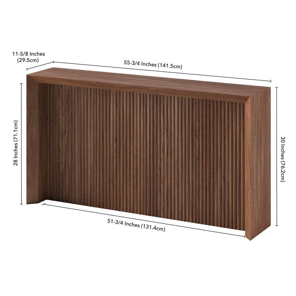 Henn&Hart 55.75" Satin Walnut MDF/PVC Console Table
