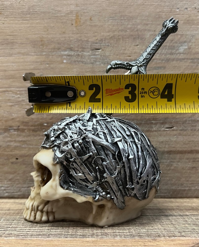Skull With Sword Resin Figurine 6.5" x 4"