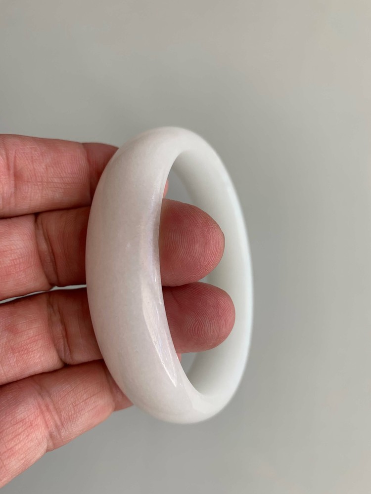 Gorgeous Natural Authentic White Jade Bangle Jade Bracelet Nephrite Grade A 62mm