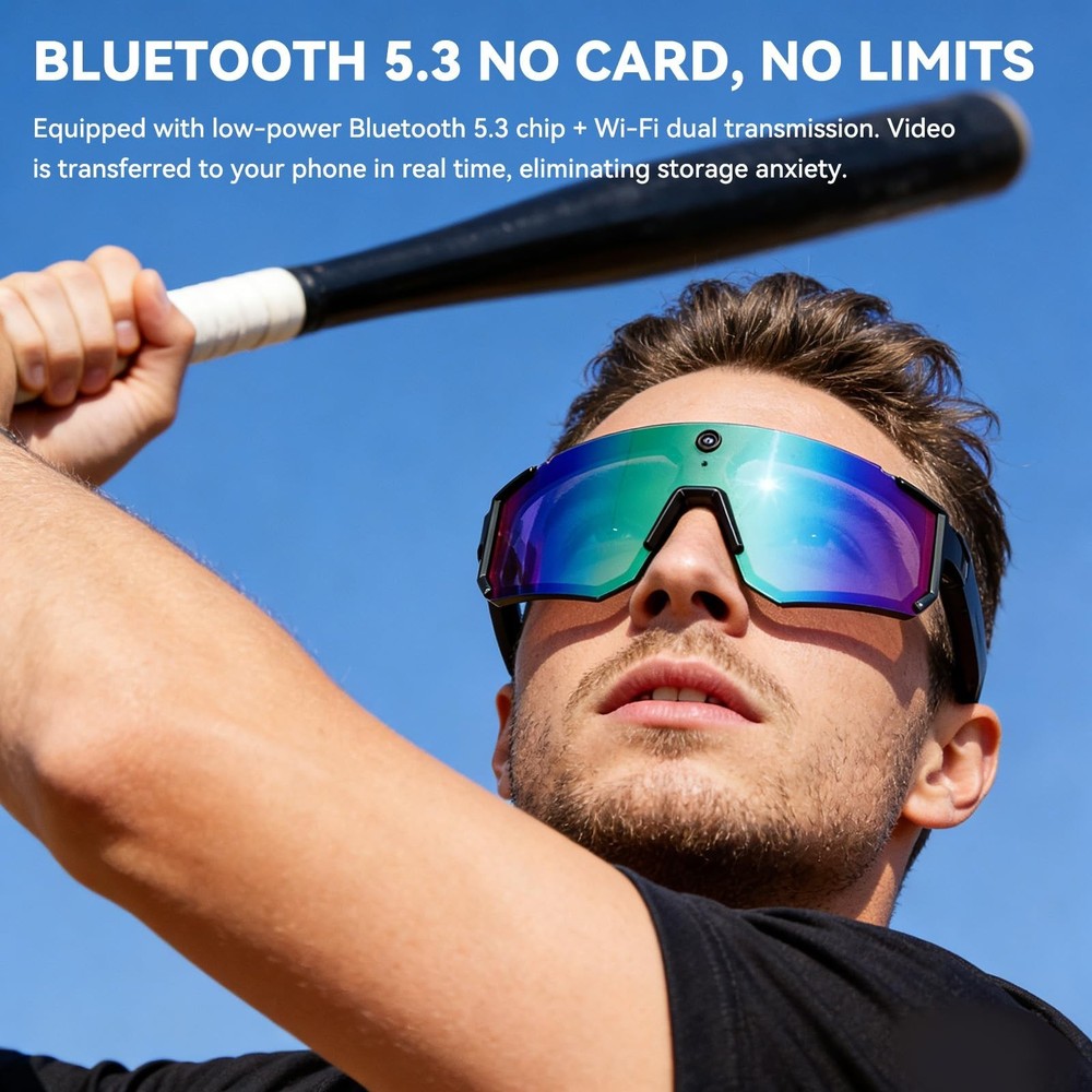 2026 Baseball Glasses with Camera,Running Glasses with Voice Control & Object...