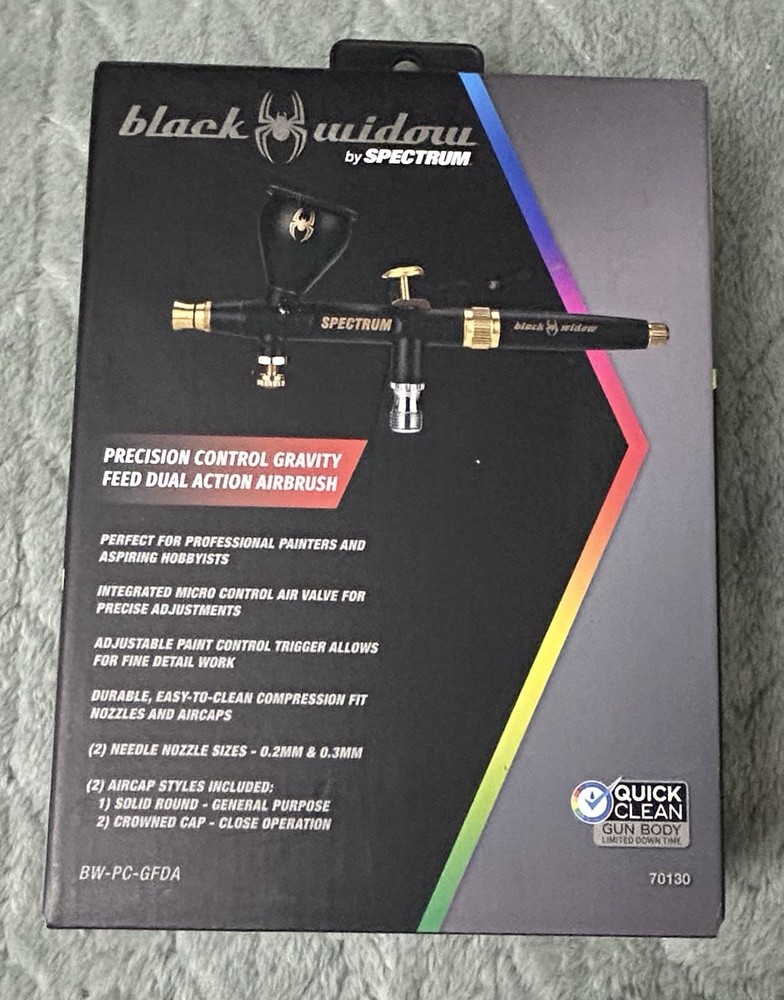 Black Widow Spectrum Precision Control Gravity Feed Dual-Action Airbrush (70130)