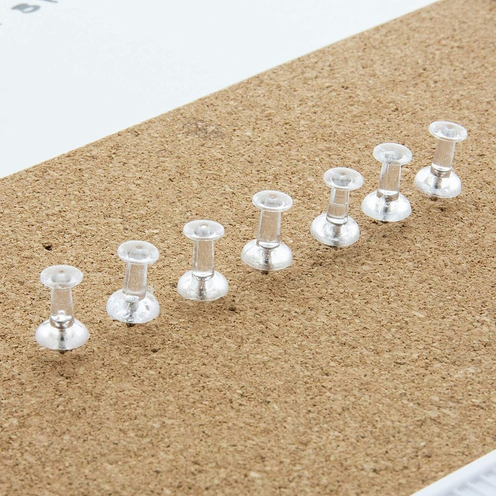 100 Clear Transparent Push Pins - Drawing, Cork Board, Notes, Maps - US SHIP