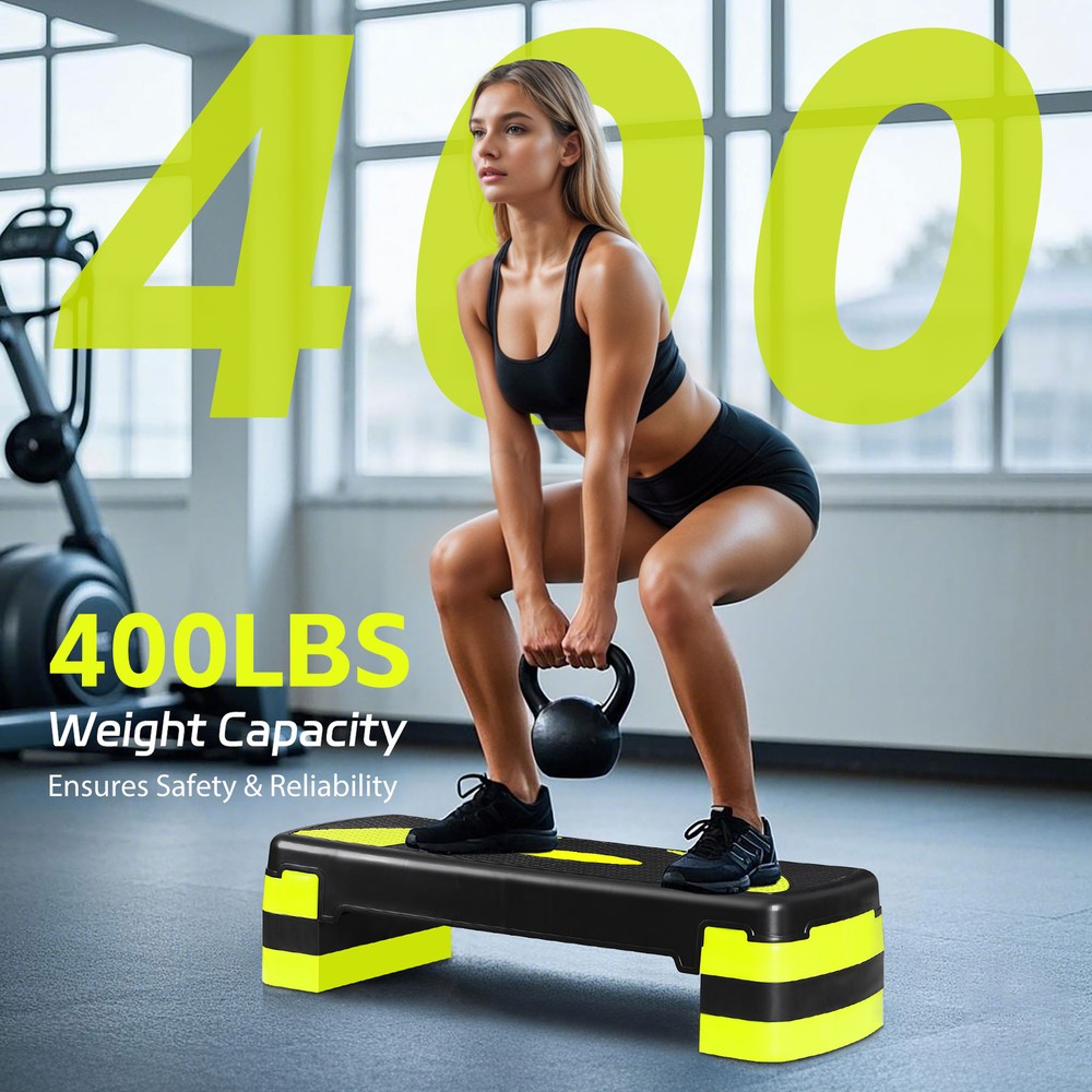 31" Aerobic Step Platform Exercise Stepper Workout Step 4"-6"-8" w/Risers Yellow
