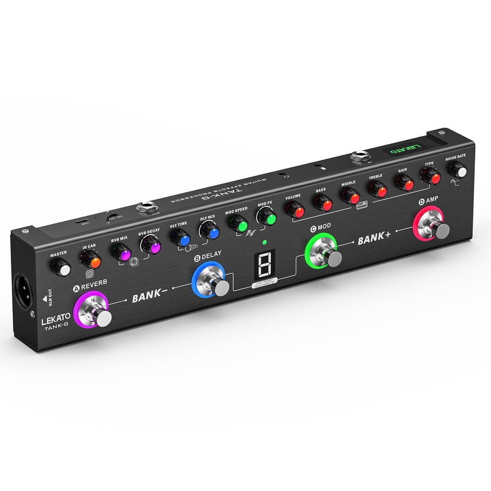 LEKATO Tank-G Multi Effects Guitar Pedal with 36 Presets Editable 4 Modules