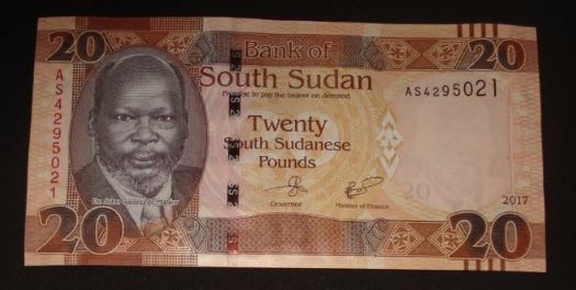 South Sudan, 20 pounds, 2017, UNC