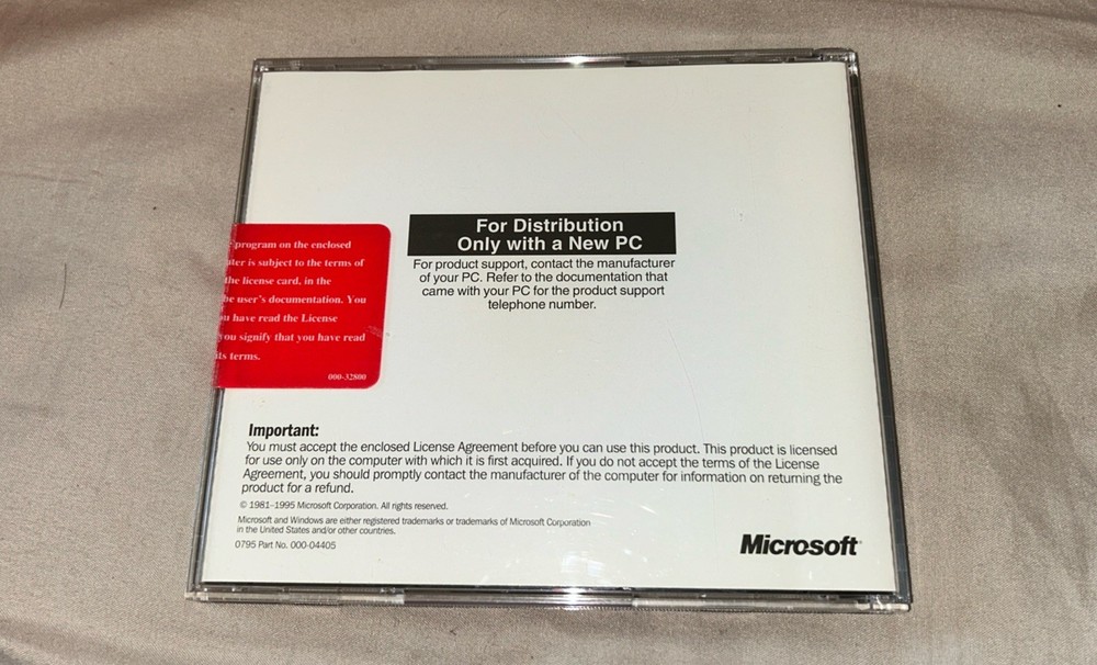 Microsoft Windows 95 Installation CD CD-ROM Disc Only. Unopened, Sealed Case