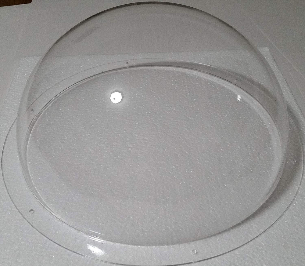 Acrylic Dome/Plastic Hemisphere - Clear - 12" Diameter, 3/4" Flange with Pre-Dri