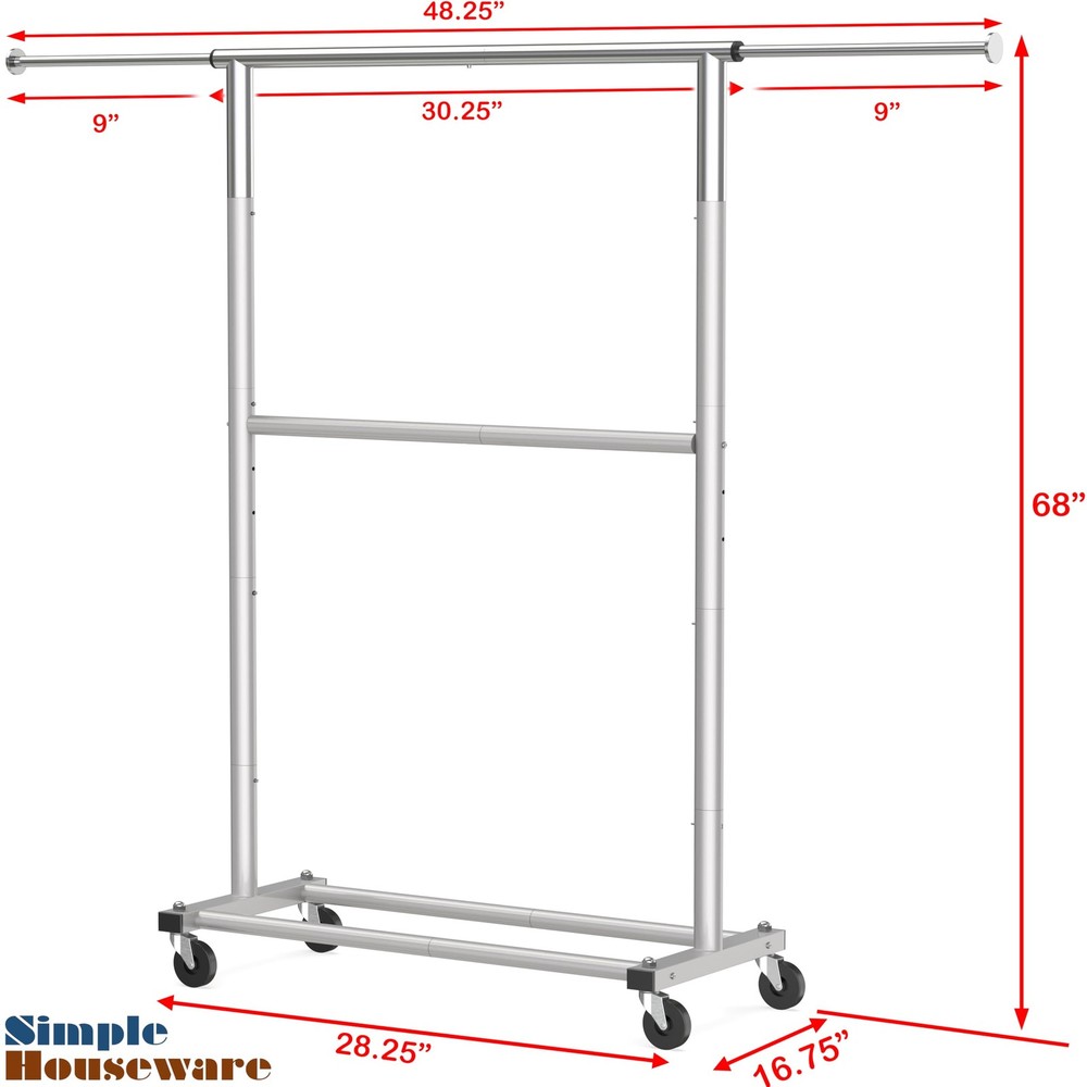 Double Rod Garment Rack, Grey