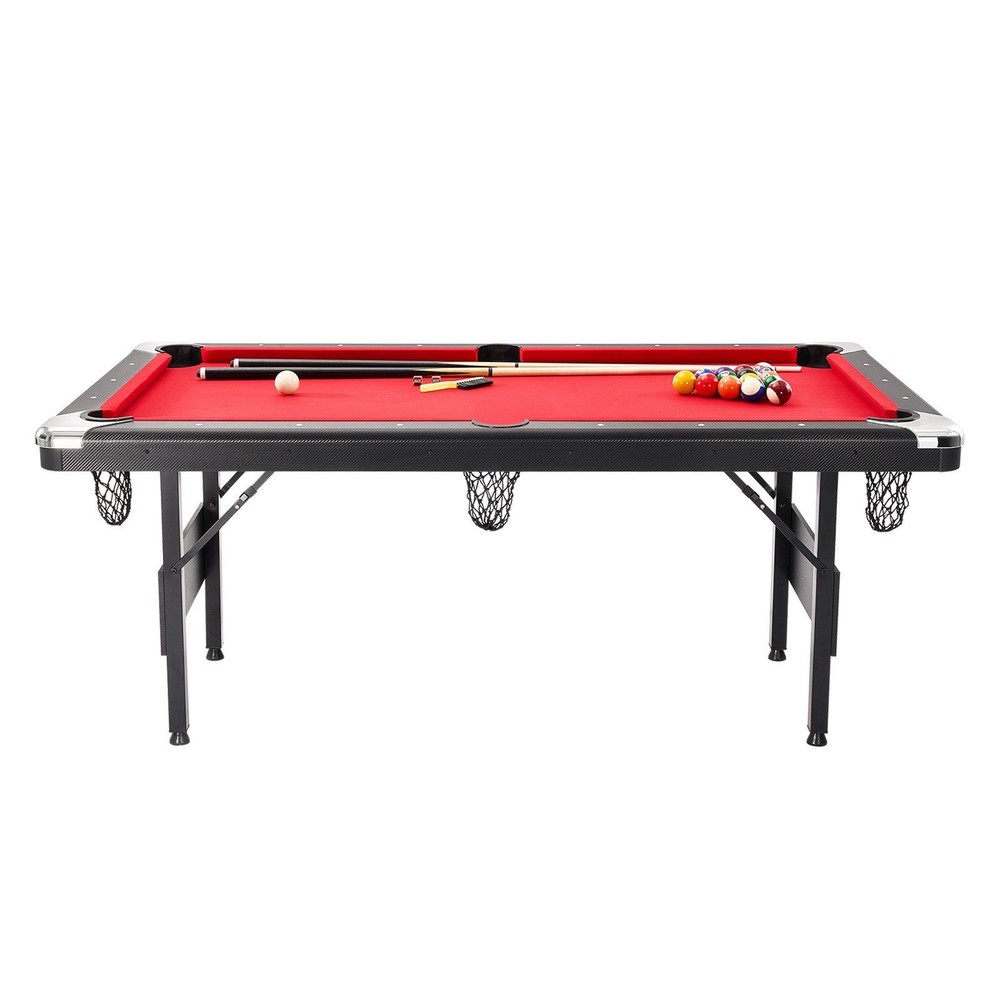 Functional 6.3ft Billiard Table Slim Build Easy Transport Black