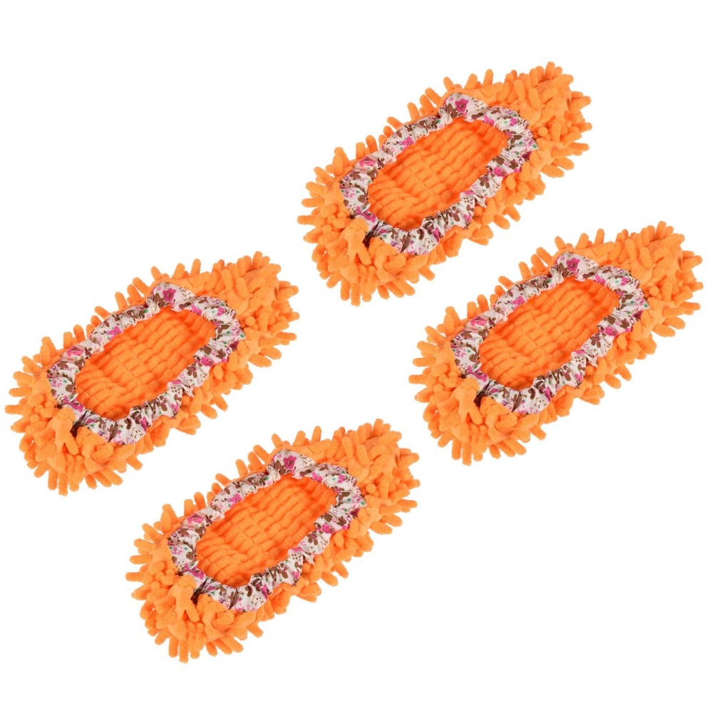 Washable Cleaning Shoes Lining Multifunction Chenille Mop, 4pcs Orange