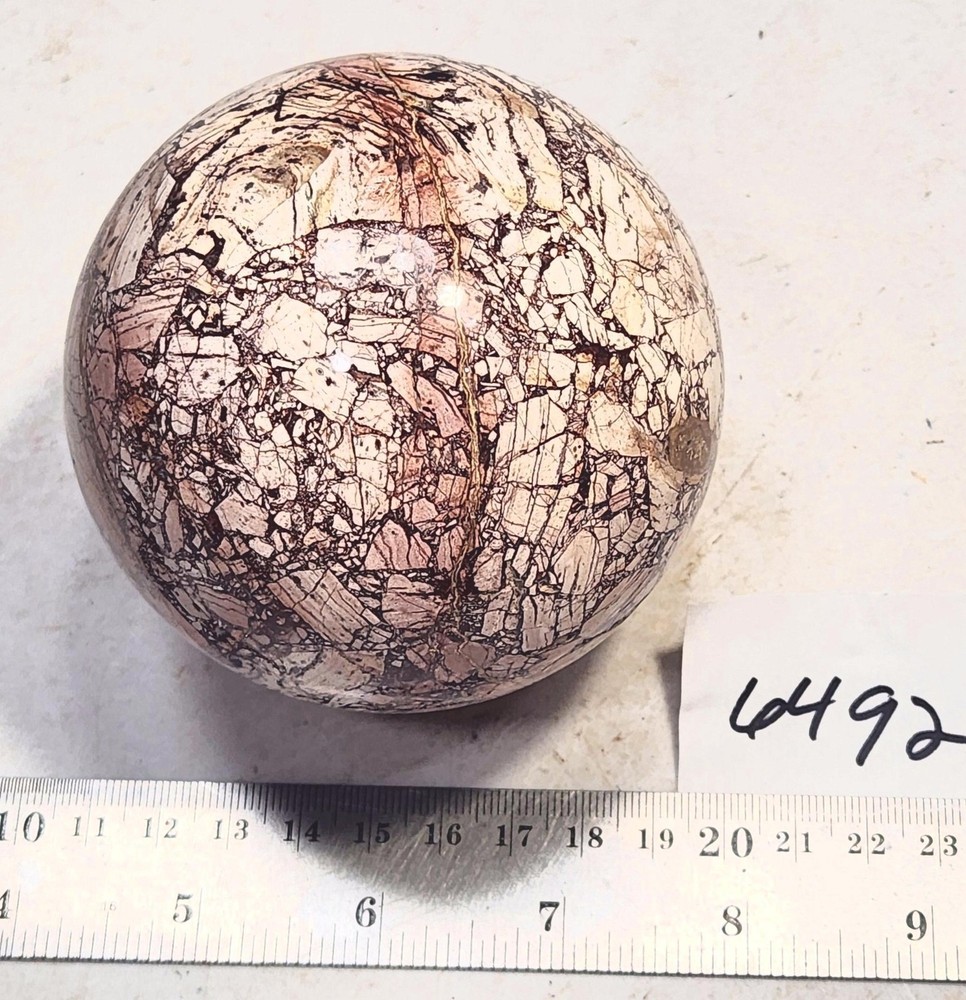 Chipboard Rhyolite 89mm Sphere - Angular Chiplike Inclusions - Decor Stone 6492