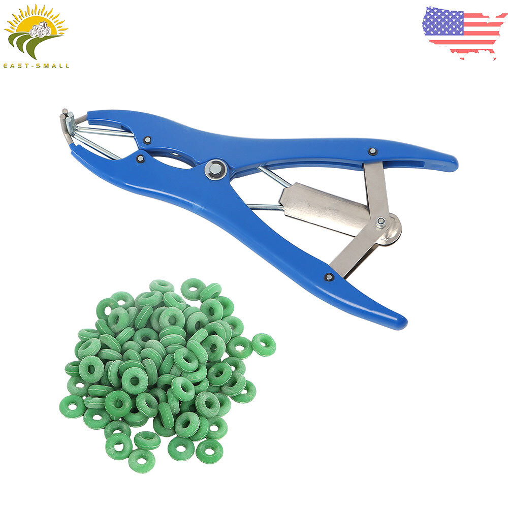 Bander Docking Elastrator Lamb Sheep Castration Applicator With 100 Rubber Ring