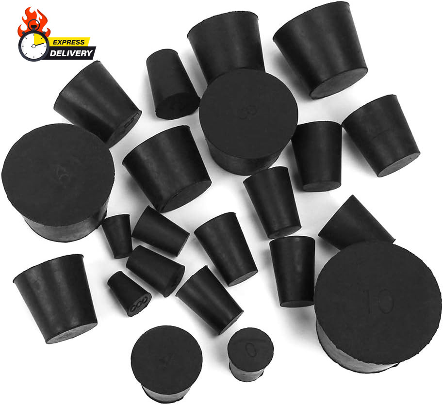 22-Pack (13 Assorted Sizes) 000# -10# Solid Rubber Stoppers