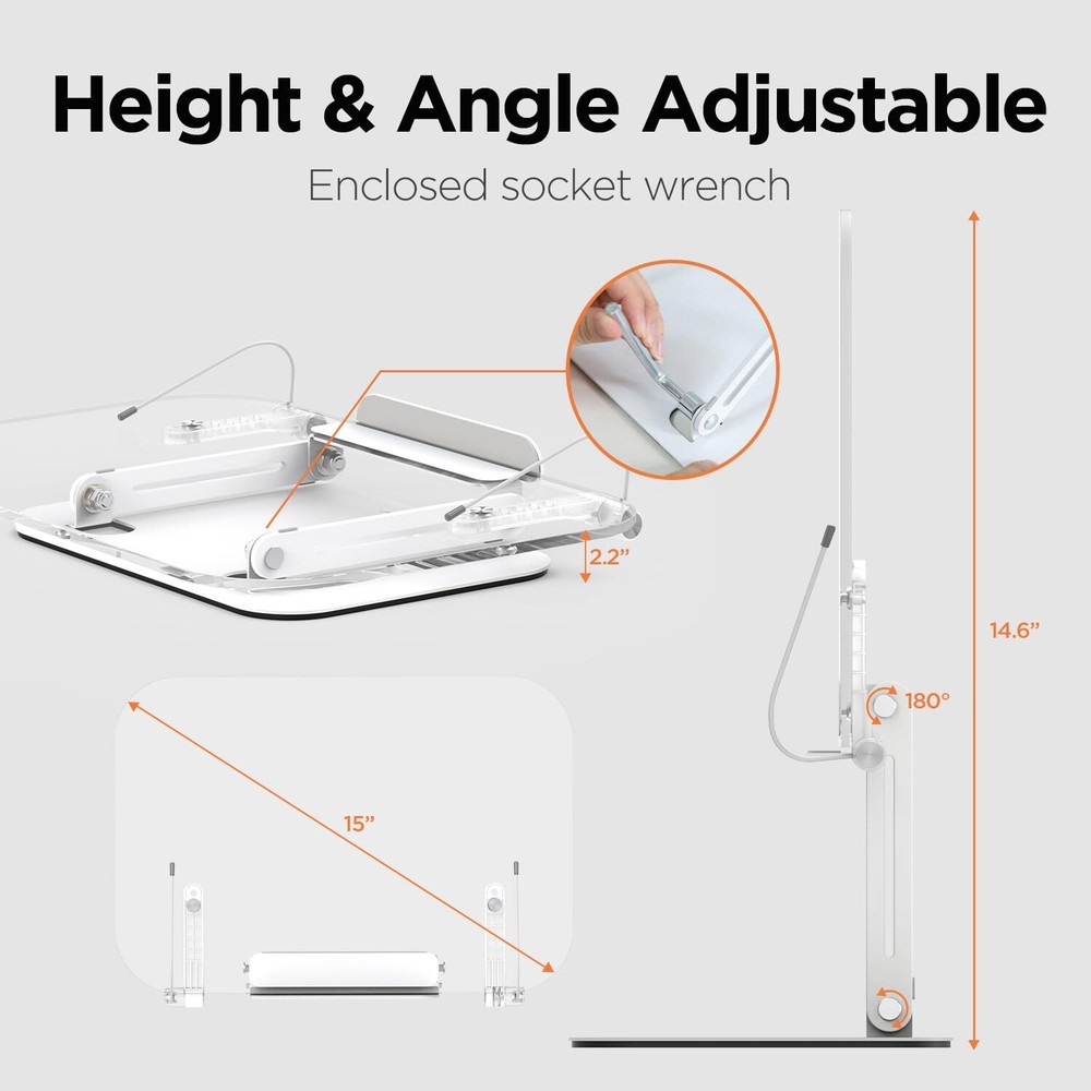 Acrylic Book Stand for Reading Adjustable Foldable Holder with Page Clips Cle...