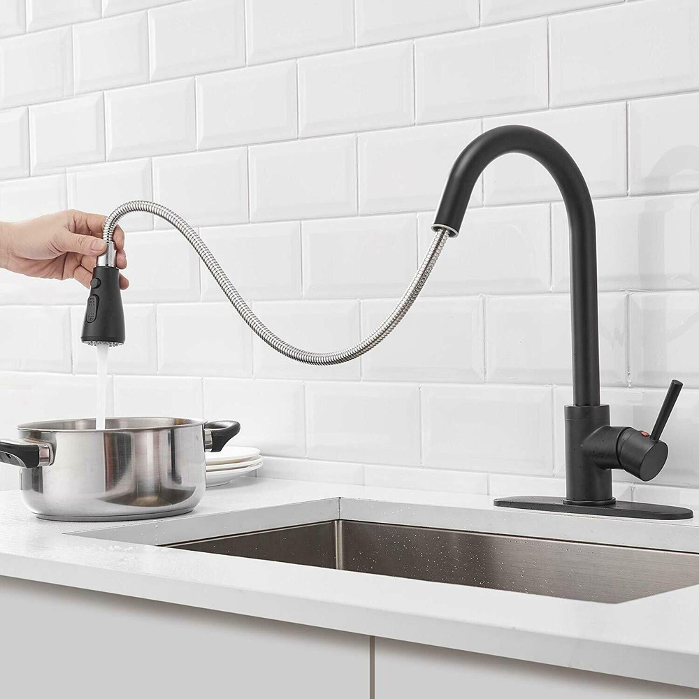 Commercial Kitchen Sink Faucet Spring Pull Down Sprayer Single Handle Mixer Tap