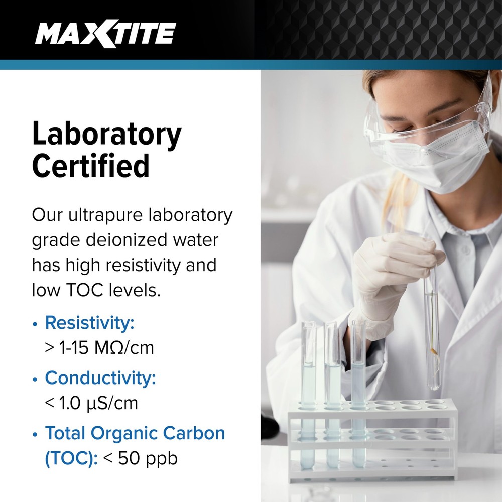 MAXTITE Type II Deionized Water 4 Gallon Lab Grade