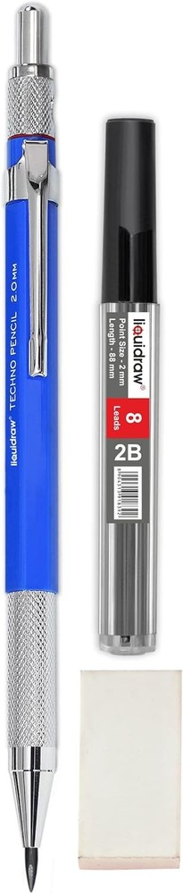 Liquid Mechanical Clutch Pencil & 8 x 2mm 2B Leads Refill | Includes