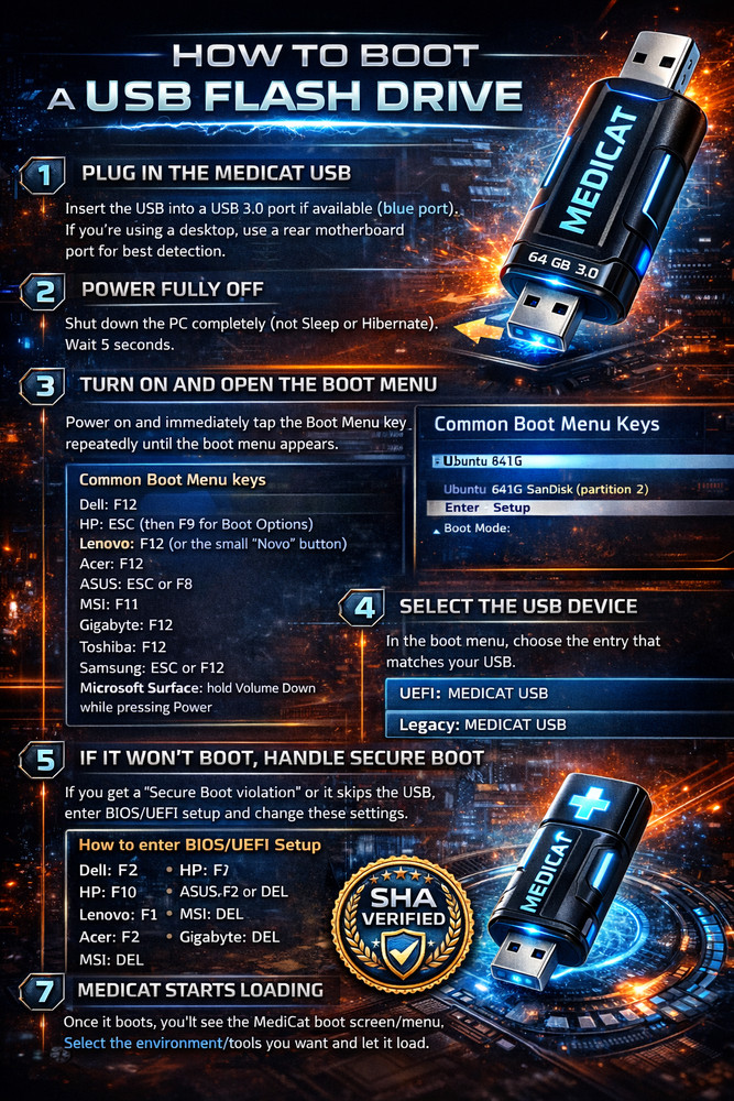 MediCat Bootable PC Repair Recovery Toolkit | System Rescue Boot Dr | 10 Pack