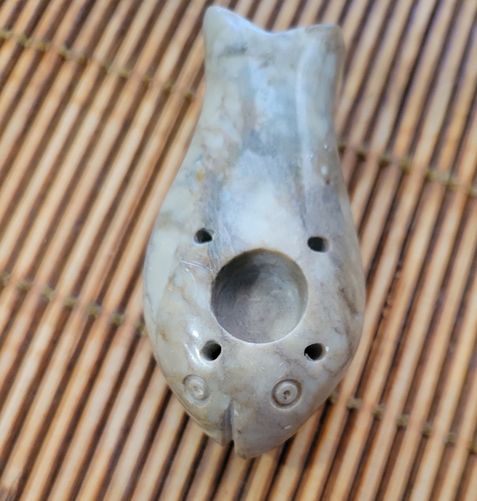 Vintage Carved Marble Stone Basic Fish Incense Burner