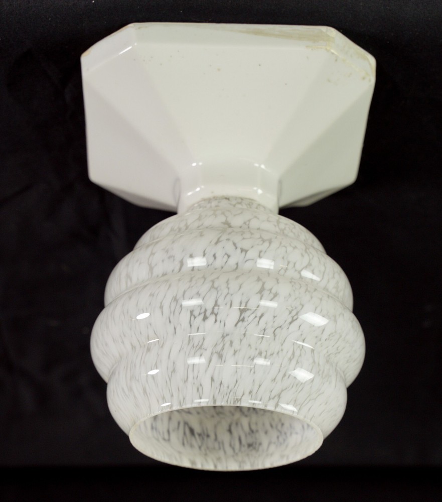 Vintage European White Alabaster Globe Ceramic Flush Mount Light
